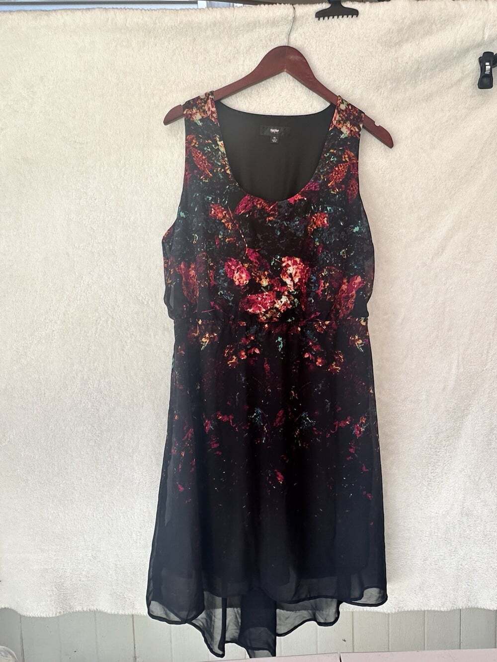 Mossimo Sleeveless Dress Womens Size Xl Floral Print Stretchy Waist Light